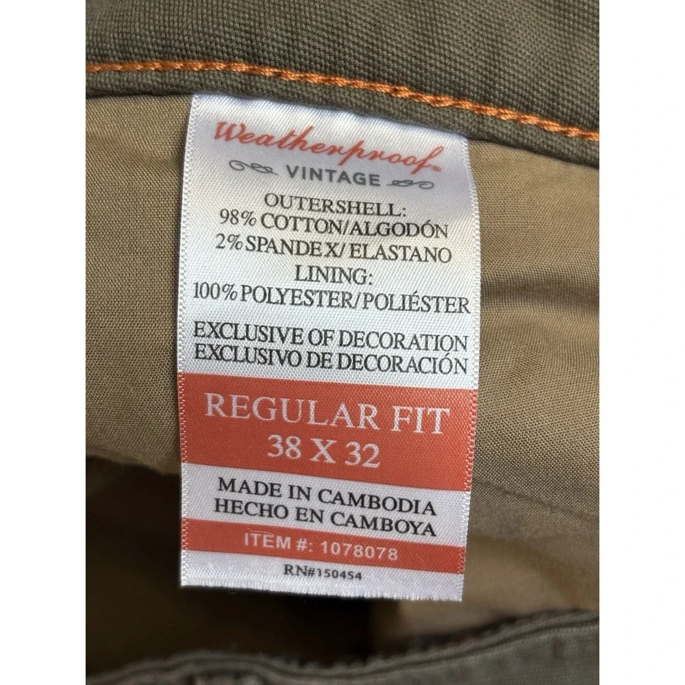 Weatherproof Vintage Men's 38X32 Regular Fit Fleece Lined Pants Workwear Chore